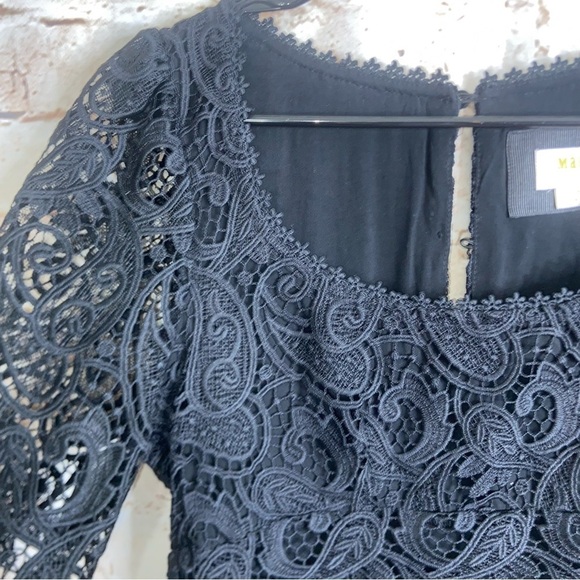 Anthropologie Maeve Black Embroidered Lace Mini Dress Size 2 - Picture 5 of 10